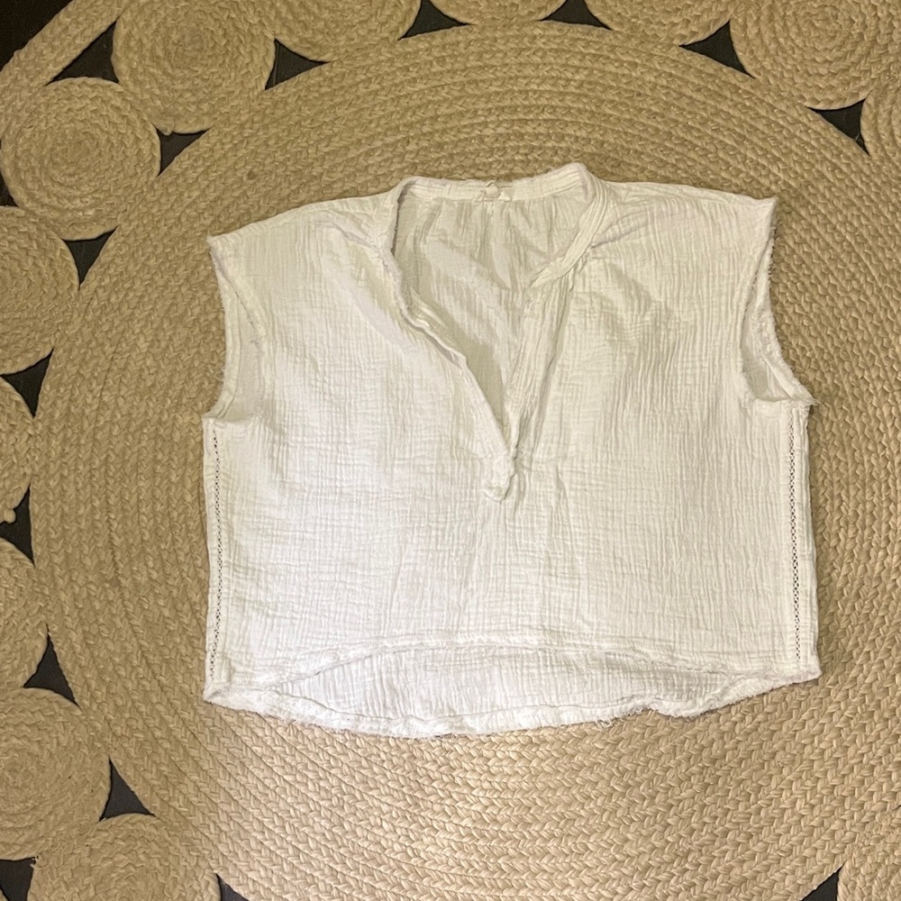 Aerie Textured White Blouse